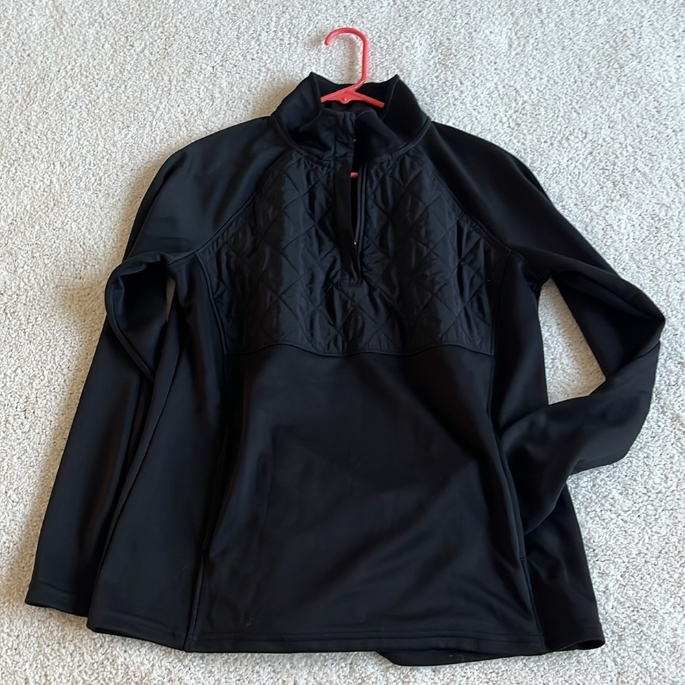 Avia Activewear Long Sleeves 1/4 Zip Quilted Front  Pocket Top Hoddie Sz M Black - Picture 5 of 9